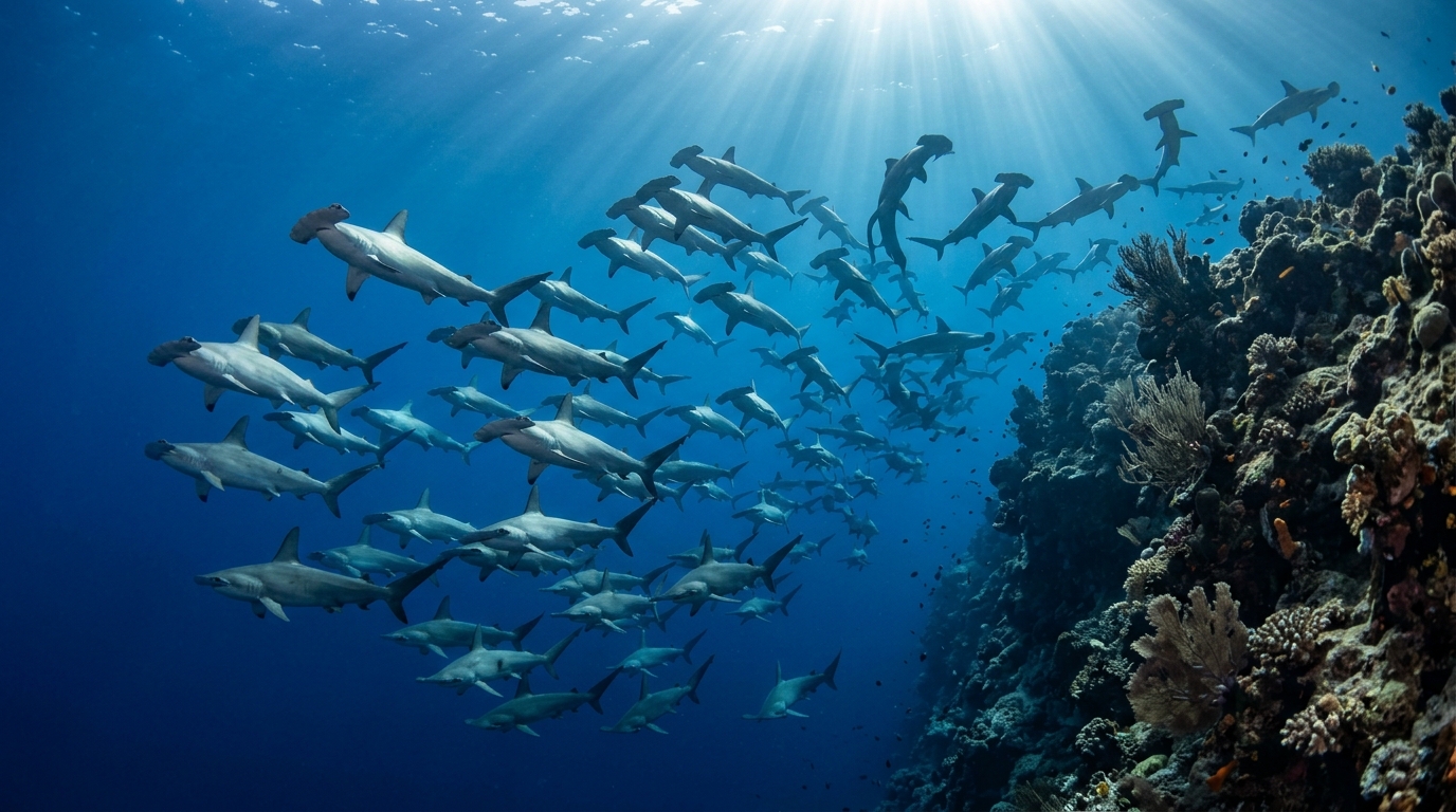 Tiburones Martillo en Daedalus Reef